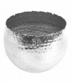 Large Metal bowl 22 x 17cm Hammered Silver Colour - Curvy Edge