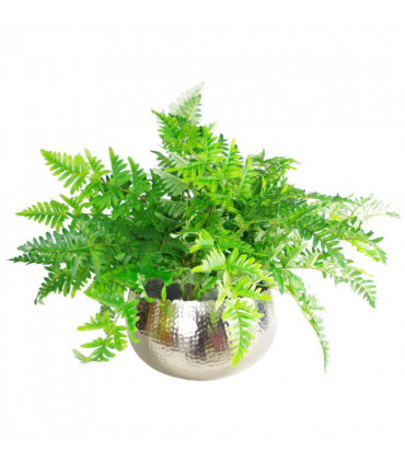 XL Metal Bowl 32 x 20cm Hammered Silver Colour - Curvy Edge