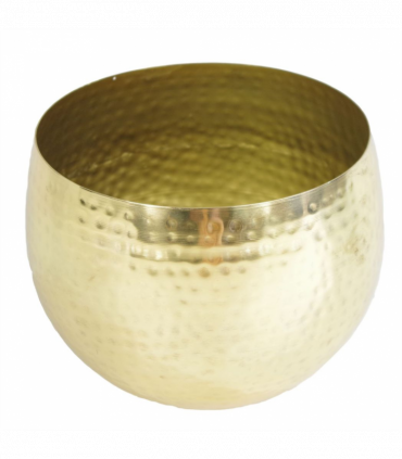 Large Metal bowl 22 x 18cm Hammered Brass Gold Colour - Straight Edge