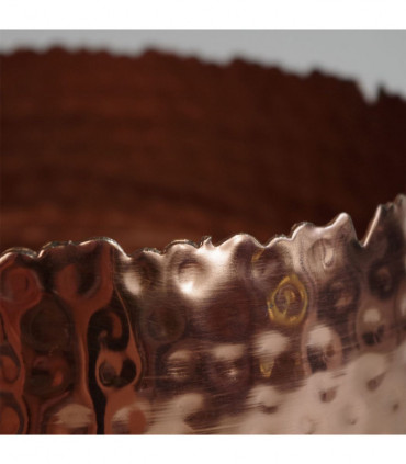 Leaf Large Metal Planter 22 x 17cm Hammered Copper Plated - Curvy Edge