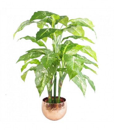 Leaf Large Metal Planter 22 x 17cm Hammered Copper Plated - Curvy Edge