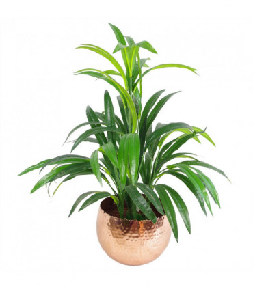 Leaf Large Metal Planter 22 x 17cm Hammered Copper Plated - Curvy Edge