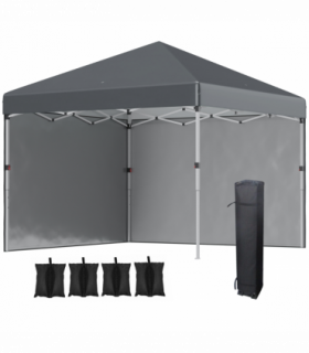 3 x 3 (M) Pop Up Gazebo Event Shelter with 2 Sidewalls, Weight Bags, Dark Grey
