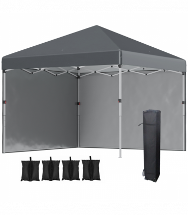 3 x 3 (M) Pop Up Gazebo Event Shelter with 2 Sidewalls, Weight Bags, Dark Grey