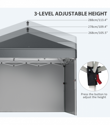 3 x 3 (M) Pop Up Gazebo Event Shelter with 2 Sidewalls, Weight Bags, Dark Grey