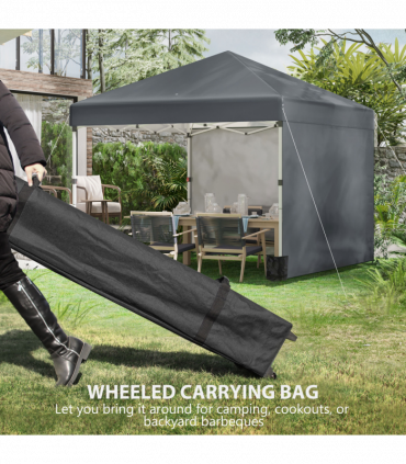 3 x 3 (M) Pop Up Gazebo Event Shelter with 2 Sidewalls, Weight Bags, Dark Grey