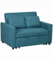 HOMCOM 2 Seater Sofa Bed Convertible Bed Settee with Cushions, Pockets, Blue