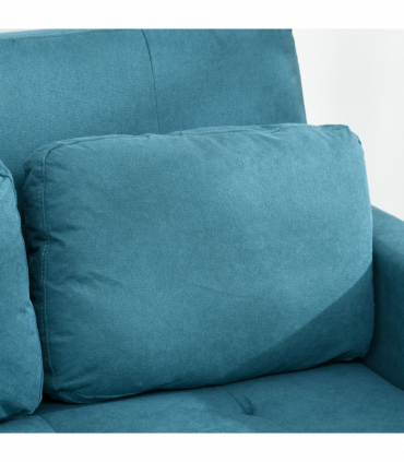 HOMCOM 2 Seater Sofa Bed Convertible Bed Settee with Cushions, Pockets, Blue