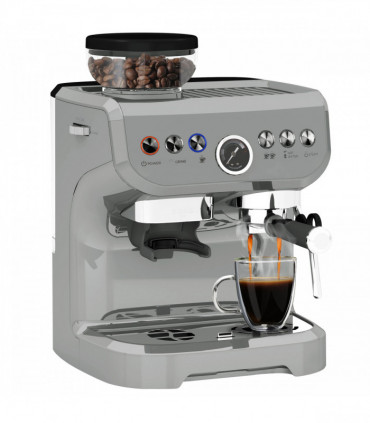 HOMCOM Espresso Machine, Bean Grinder & Steam Wand, 15 Bar Pressure, Silver.