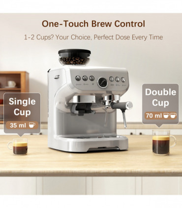 HOMCOM Espresso Machine, Bean Grinder & Steam Wand, 15 Bar Pressure, Silver.