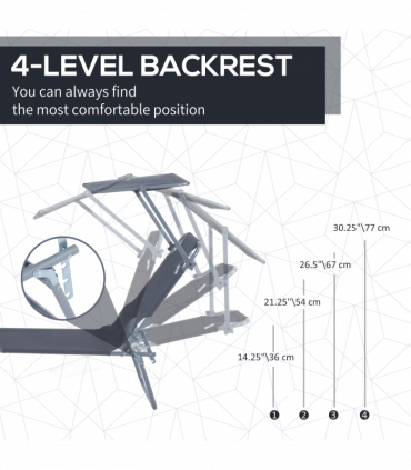 Folding Chair Sun Lounger Recliner Seat Sunshade Garden Outdoor Grey