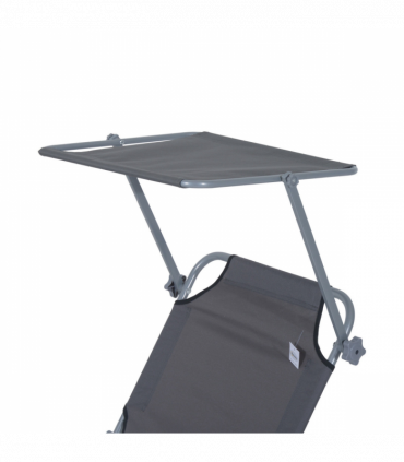 Folding Chair Sun Lounger Recliner Seat Sunshade Garden Outdoor Grey