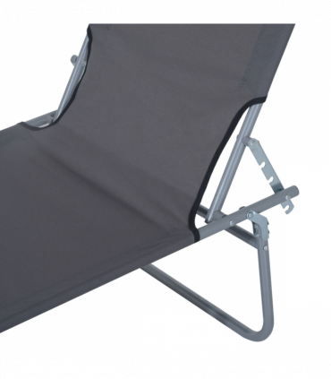 Folding Chair Sun Lounger Recliner Seat Sunshade Garden Outdoor Grey