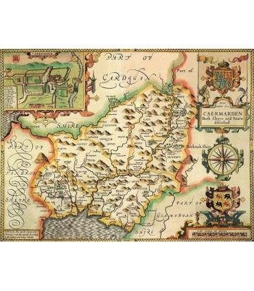 Carmarthenshire Historical Map 1000 Piece Jigsaw Puzzle (1610)