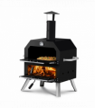 Outdoor Pizza Oven Wood Fired 2-Layer Pizza Ovens Outside Pizza Maker with Stone, Removable Cooking Rack for Camping Backyard BBQ
