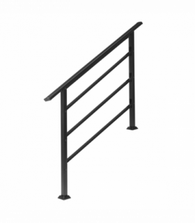 [Same Code：04286986]Handrails for Outdoor Steps, Wrought Iron Handrail Fits 1 to 4 Steps, Transitional Handrail with Installation Kit, Black