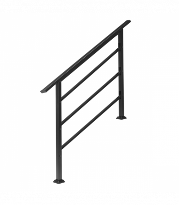 [Same Code：04286986]Handrails for Outdoor Steps, Wrought Iron Handrail Fits 1 to 4 Steps, Transitional Handrail with Installation Kit, Black