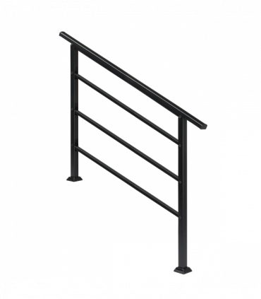 [Same Code：04286986]Handrails for Outdoor Steps, Wrought Iron Handrail Fits 1 to 4 Steps, Transitional Handrail with Installation Kit, Black