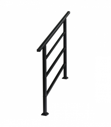 [Same Code：04286986]Handrails for Outdoor Steps, Wrought Iron Handrail Fits 1 to 4 Steps, Transitional Handrail with Installation Kit, Black