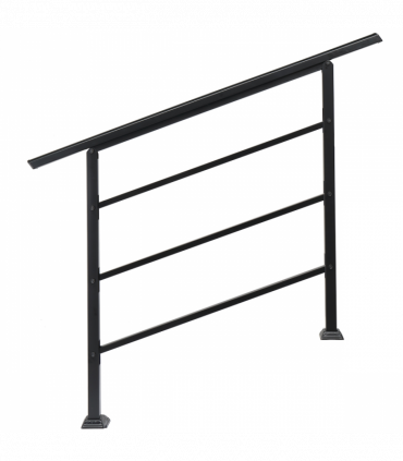 [Same Code：04286986]Handrails for Outdoor Steps, Wrought Iron Handrail Fits 1 to 4 Steps, Transitional Handrail with Installation Kit, Black