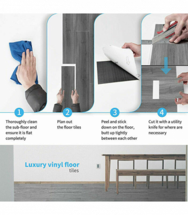 5m² Floor Planks Tiles Self Adhesive Wood Effect Vinyl Flooring Bathroom Decor