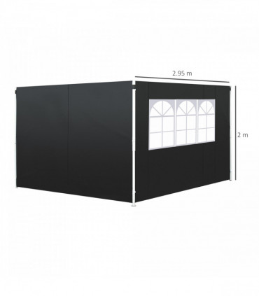 3m Gazebo Exchangeable Side Panels Wall-Black