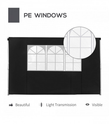 3m Gazebo Exchangeable Side Panels Wall-Black