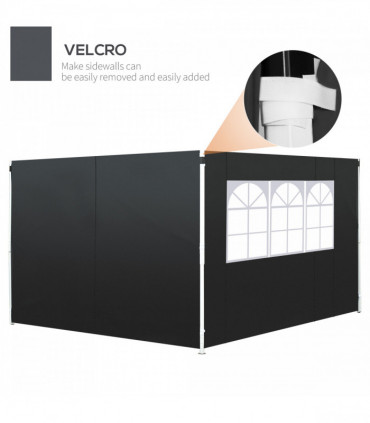 3m Gazebo Exchangeable Side Panels Wall-Black