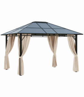 3.6x3(m) Hardtop Gazebo Garden Pavilion w/ Polycarbonate Roof, Brown Outsunny
