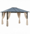 3.6x3(m) Hardtop Gazebo Garden Pavilion w/ Polycarbonate Roof, Brown Outsunny