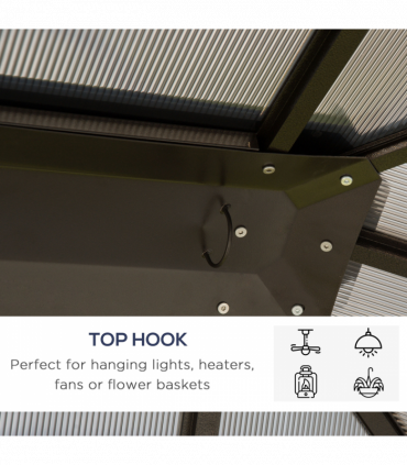 3.6x3(m) Hardtop Gazebo Garden Pavilion w/ Polycarbonate Roof, Brown Outsunny