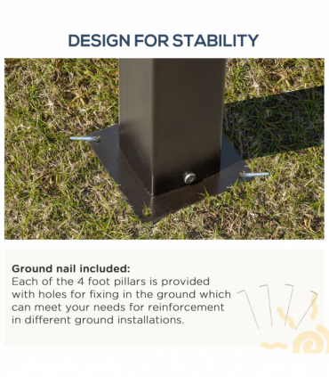 3.6x3(m) Hardtop Gazebo Garden Pavilion w/ Polycarbonate Roof, Brown Outsunny