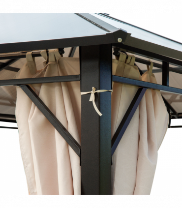 3.6x3(m) Hardtop Gazebo Garden Pavilion w/ Polycarbonate Roof, Brown Outsunny