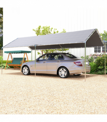 3m x 6m Heavy Duty Galvanized Steel Frame Canopy Vehicle Shelter Grey