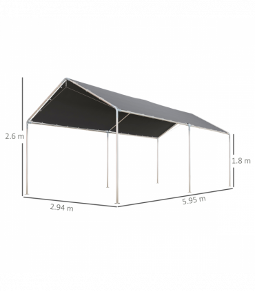 3m x 6m Heavy Duty Galvanized Steel Frame Canopy Vehicle Shelter Grey