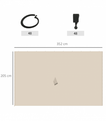 Gazebo Replacement Sidewalls Privacy Panel 4 Pack Polyester Beige 352L x 205H cm