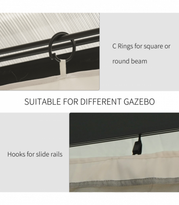 Gazebo Replacement Sidewalls Privacy Panel 4 Pack Polyester Beige 352L x 205H cm