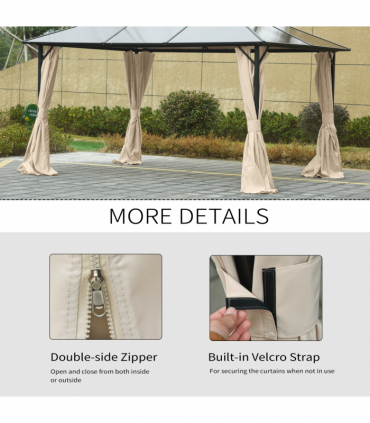 Gazebo Replacement Sidewalls Privacy Panel 4 Pack Polyester Beige 352L x 205H cm