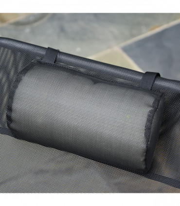 Adjustable Sun Bed Garden Lounger Recliner Relaxing Camping Black