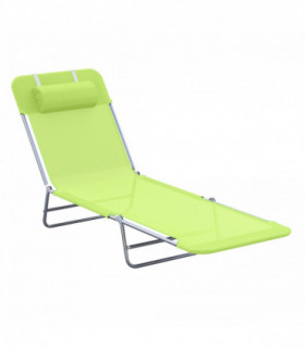 Adjustable Sun Bed Garden Lounger Recliner Relaxing Camping Light Green