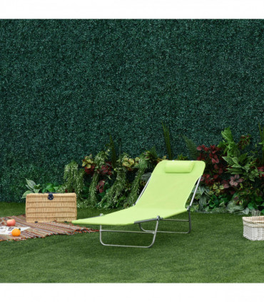 Adjustable Sun Bed Garden Lounger Recliner Relaxing Camping Light Green