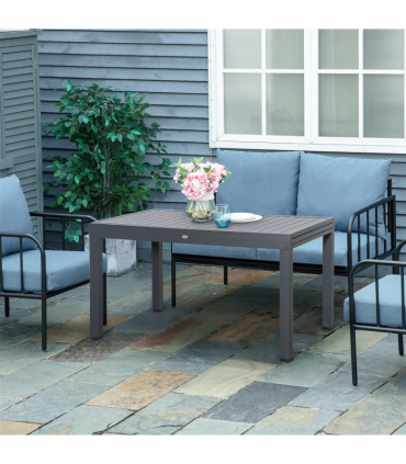 Extendable Garden Table 10 Seater for Lawn Balcony and Backyard Grey Outsunny