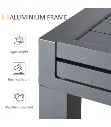 Extendable Garden Table 10 Seater for Lawn Balcony and Backyard Grey Outsunny