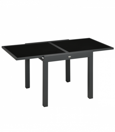 Extendable Outdoor Dining Table Patio Table with Aluminium Frame Black