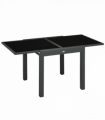 Extendable Outdoor Dining Table Patio Table with Aluminium Frame Black