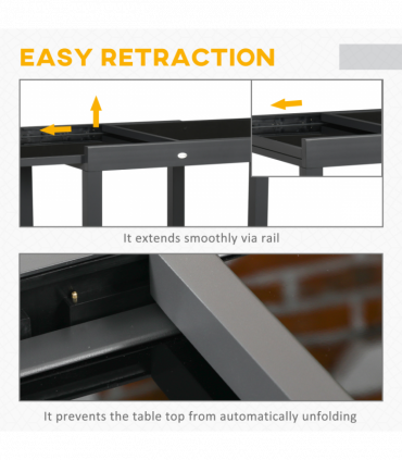 Extendable Outdoor Dining Table Patio Table with Aluminium Frame Black