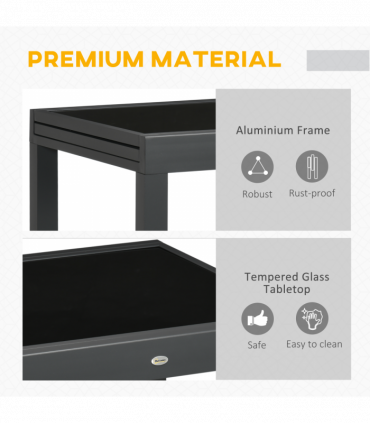 Extendable Outdoor Dining Table Patio Table with Aluminium Frame Black