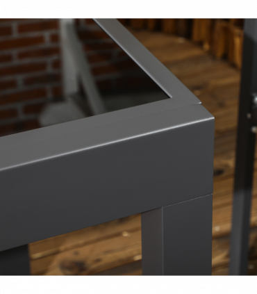 Extendable Outdoor Dining Table Patio Table with Aluminium Frame Black