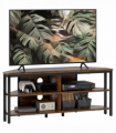 HOMCOM 50" TV Stand Cabinet, TV Unit with Storage Shelves, Rustic Brown