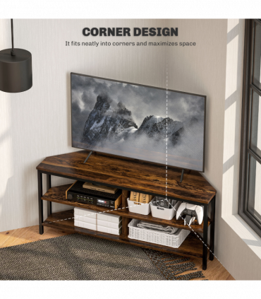 HOMCOM 50" TV Stand Cabinet, TV Unit with Storage Shelves, Rustic Brown